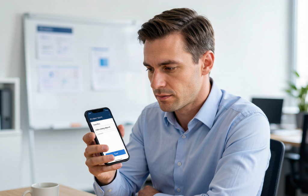 Client sending scope change request via smartphone